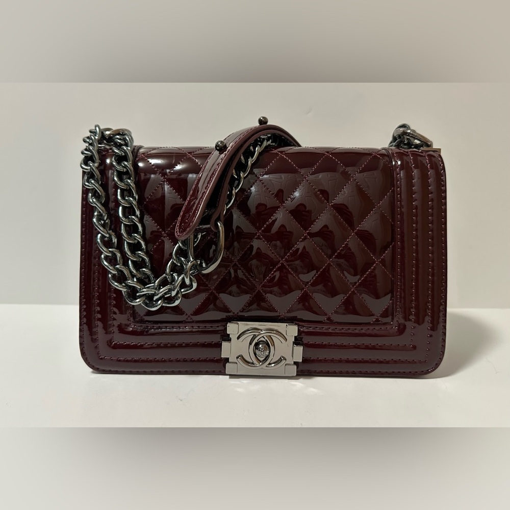 Burgundy Quilted Chain Bag